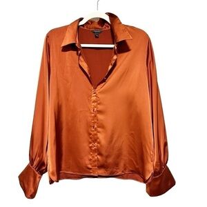RW&CO. Orange Vibrant Blouse Size L